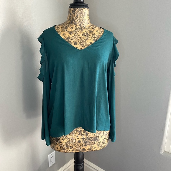 Cold Shoulder Ruffle Top - Picture 1 of 3